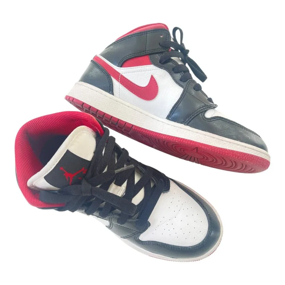 Jordan Women's 1 Mid Gym Red Panda Shoes sz 4Y EUR 36, 23 cm UK 3.5 -DJ4695-122 - Picture 6 of 12